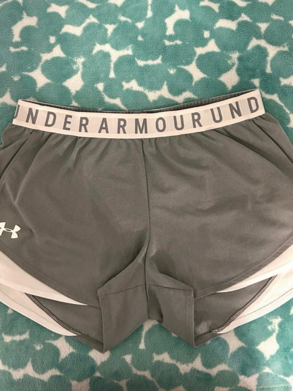 Under Armour Women's Gray Athletic Shorts with White Trim